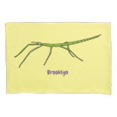 Stomme groene stokinsecten met gelukkige gezichten kussensloop (Voorkant)