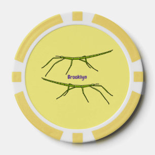 Stomme groene stokinsecten met gelukkige gezichten poker chips