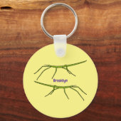 Stomme groene stokinsecten met gelukkige gezichten sleutelhanger (Voorkant)