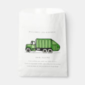 Stomme groene vuilniswagen Kinder vun Feit Birthda Bedankzakje (Voorkant)
