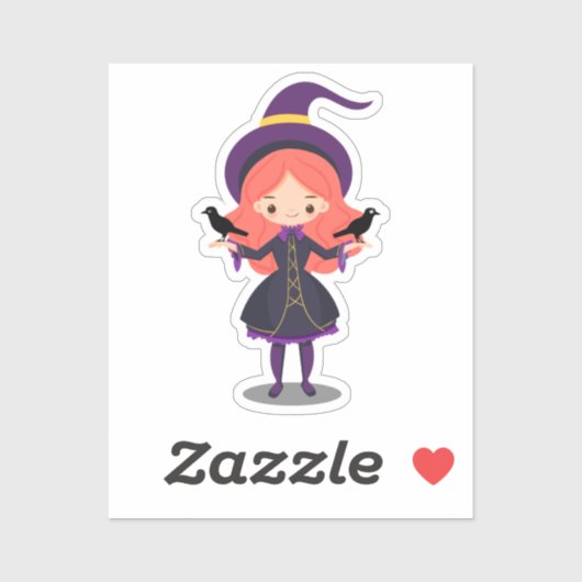 Stomme heks met ravens Halloween Sticker (Vel)