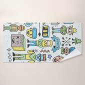Stomme hipsters doodle set 2. Kleurrijke hand Badhanddoek (Badhanddoek)