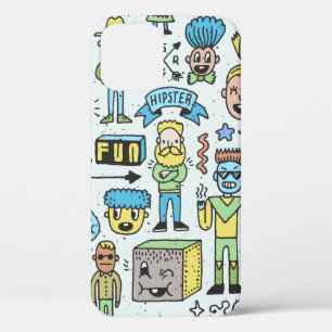 Stomme hipsters doodle set 2. Kleurrijke  hand iPhone 12 Hoesje