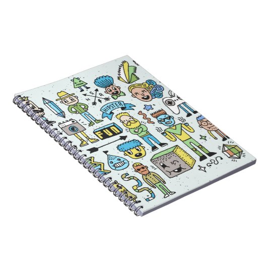 Stomme hipsters doodle set 2. Kleurrijke  hand Notitieboek (Rechterzijde)