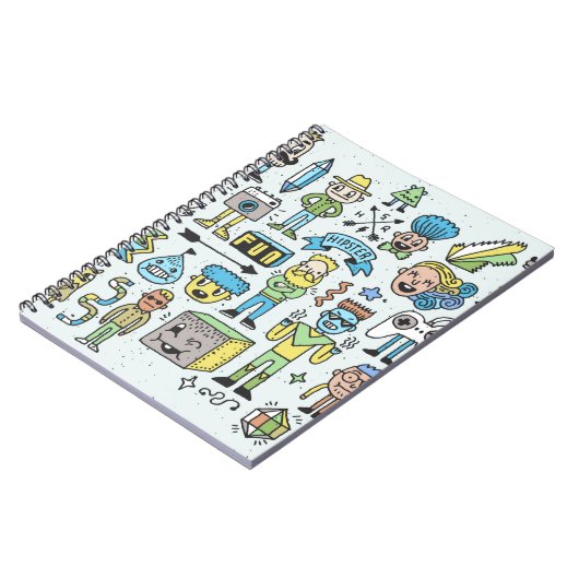 Stomme hipsters doodle set 2. Kleurrijke  hand Notitieboek (Linkerzijde)