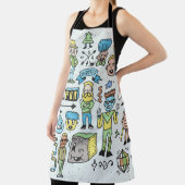 Stomme hipsters doodle set 2. Kleurrijke hand Schort (Insitu)