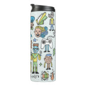 Stomme hipsters doodle set 2. Kleurrijke  hand Thermosbeker (Geroteerd rechts)