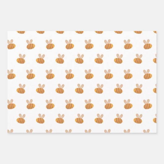 Stomme honingbijenpatroon. Funny yellow animal kin Inpakpapier Vel (Voorkant 2)