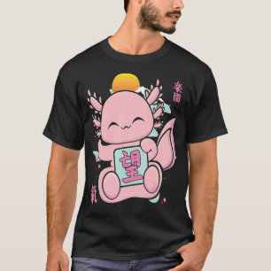 Stomme Japanse esthetische Axolotl met Hope Kanji T-shirt
