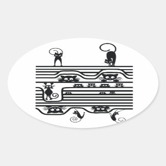 stomme katten lijn ovale sticker