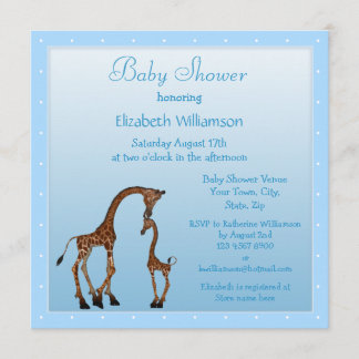 Stomme mam en Baby Giraffe blauw Baby shower Kaart
