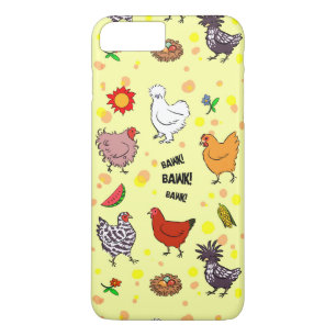 Stomme naadloze kippen patrooncartoon 	iPhone 8 plus / 7 plus hoesje
