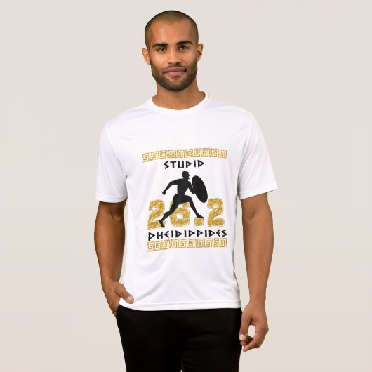 Stomme Pheidippides Marathon met SS Sport-Tek T-shirt (Voorkant volledig)