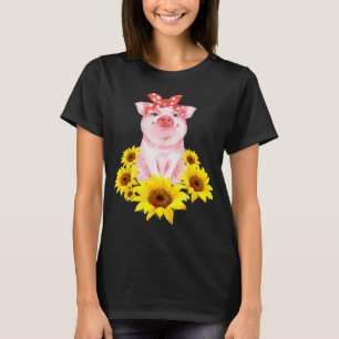 Stomme pruiken met zonbloem, met een gloeiend vark t-shirt