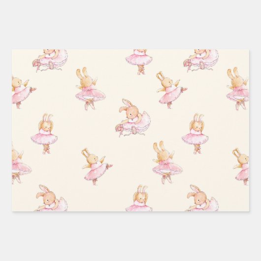 Stomme rabbit ballerina wrappers inpakpapier vel (Voorkant 3)