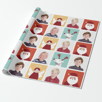 Stomme rendieren, Santa en Angel Blokken Cadeaupapier