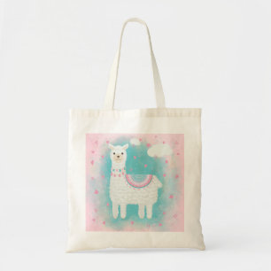 Stomme roze en mint lama tote bag