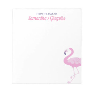 Stomme roze flamingo van het bureau van notitieblok
