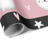 Stomme roze gestript geesten Harten en Botten Kind Cadeaupapier (Rol Hoek)