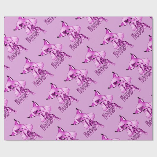 Stomme roze tijgerkattenpapier cadeaupapier (Vlak)