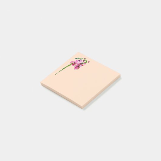 Stomme roze waterverf bloembenodigdheden post-it® notes (Schuin)