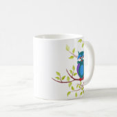 Stomme slaperige uil op een cartoon koffiemok (Voorkant rechts)