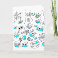 Stomme spinnen in Face maskers Grappig Cartoon