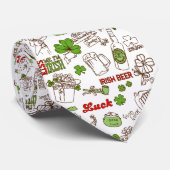 Stomme St. Patrick Symbols Illustratie Doodle Styl Stropdas (Opgerold)