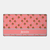 Stomme teddyberen op roze bureaumat (Voorkant)