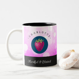 Stomme Thankful en Blessed Strawberry Voeg Jouw na Tweekleurige Koffiemok