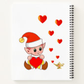 Stomme tovenaar elf met liefdesharten op wit notit notitieboek (Achterkant)