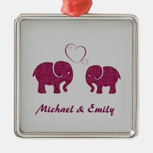 Stomme trendy olifant uit liefde gepersonaliseerd metalen ornament