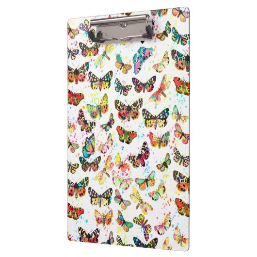Stomme trendy waterverf splatters butterflies klembord (Links)