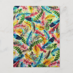 Stomme trendy waterverf splatters stamveren veren briefkaart
