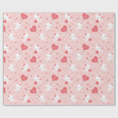 Stomme Valentijnse bunnies met roze ballonnen Cadeaupapier (Vlak)