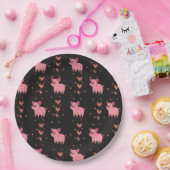 Stomme Varkenspijn met Roze Zwarte Stijl van het H Papieren Bordje (Feest)