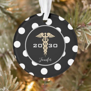 Stomme verpleegkundige Black White Stippen geperso Ornament