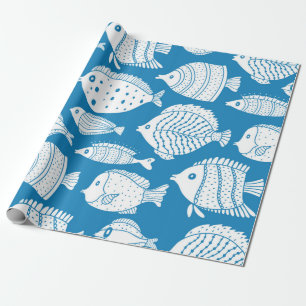 Stomme vis  set. Decoratieve illustratie. Co Cadeaupapier