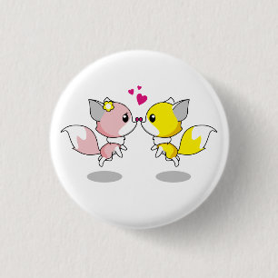Stomme vossen in de cartoon ronde button 3,2 cm