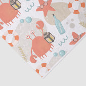 Stomme vreemde zeemdieren. Zee krab, zeester Tissuepapier (Detail)