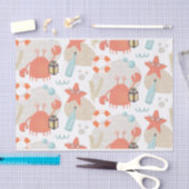 Stomme vreemde zeemdieren. Zee krab, zeester Tissuepapier (Craft)