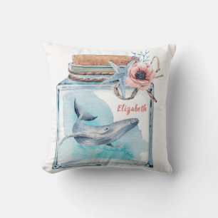 Stomme walvis in een pot met naam kussen