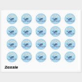 Stomme walvis met Prince Crown Nautical Theme Ronde Sticker (Vel)