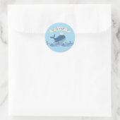 Stomme walvis met Prince Crown Nautical Theme Ronde Sticker (Tas)