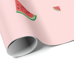 Stomme watermeloenslagen op roze cadeaupapier