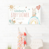 Stomme Waterverf Bunny Gender Neutral Baby shower Spandoek (Insitu)