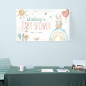Stomme Waterverf Bunny Gender Neutral Baby shower Spandoek (Beurs)