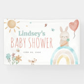 Stomme Waterverf Bunny Gender Neutral Baby shower Spandoek (Horizontaal)
