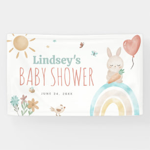 Stomme Waterverf Bunny Gender Neutral Baby shower Spandoek