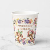 Stomme wilde dieren Giraffe tijgerbloemen afgelope Papieren Bekers (Achterkant)